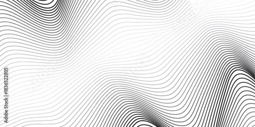 Horizontal line pattern. From thin line to thick. Parallel stripe. Black streak on white background. Straight gradation stripes. Abstract geometric patern.