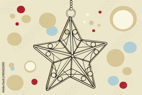 Christmas star ornament with shining street lights, vector illustration bringing a joyful, holiday spirit to your design.