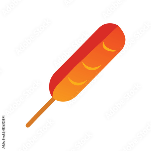 Corndog On Stick Cylindrical Snack Vector Graphic