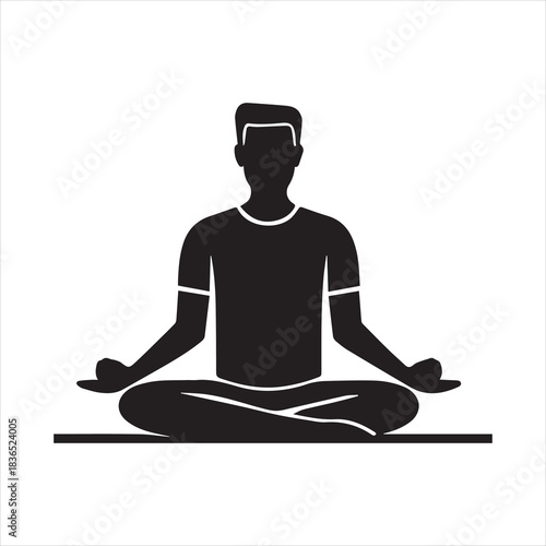 meditative posture, yoga pose silhouette, seated figure
