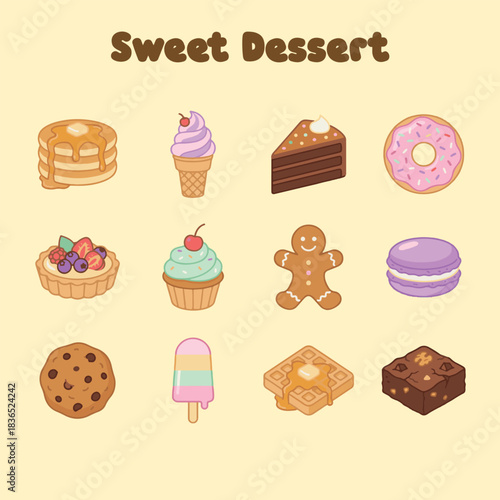 Bakery and Pastry Items Flat Vector Icons Pack