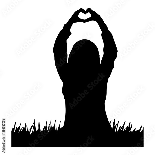 Person Making Heart Gesture Silhouette – Romantic and Inspirational Design