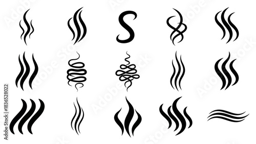 Abstract vector design with curved lines and geometric shapes in rgb color model