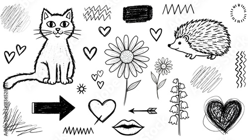 Abstract vector design with geometric shapes and lines in rgb color model for creative projects