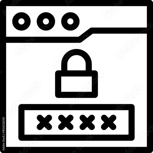 Password Lock Security Window Lineal Style Vector Icon