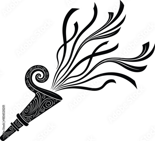 Ornate celebration blower with flowing abstract lines