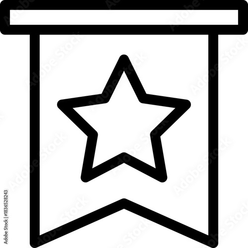 Bookmark Star Favourite Badge Lineal Style Vector Icon
