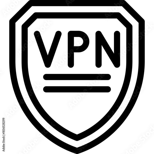VPN Security Shield Lineal Style Vector Icon