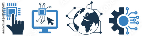 digital tech circuit icon collection