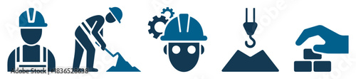 construction worker builder icon collection