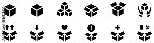 shipping parcel box icon collection