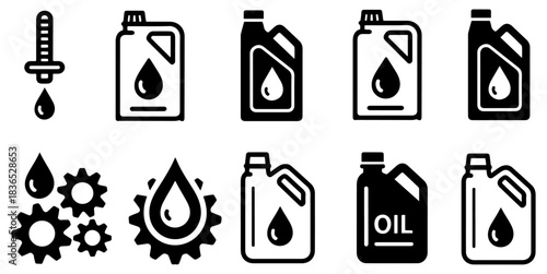 engine oil motor icon collection