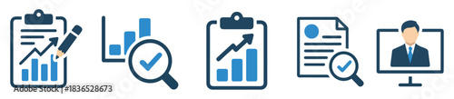 business result report document icon set