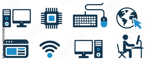 information technology computer icon set