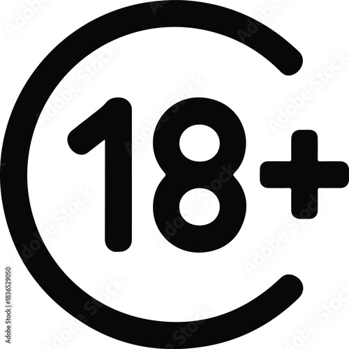 Black 18 Plus Age Restriction Symbol sign icon 1