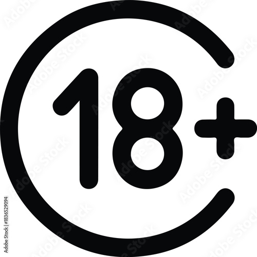 Black 18 Plus Symbol Icon 18 plus icon eighteen plus symbol