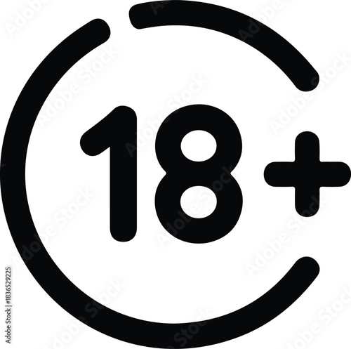 Black 18 Plus Symbol Icon eighteen plus age restriction 3