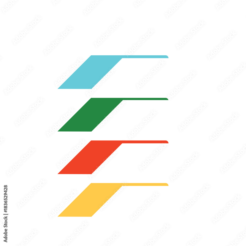Fototapeta premium Abstract Geometric Shapes in Blue Green Red and Yellow.