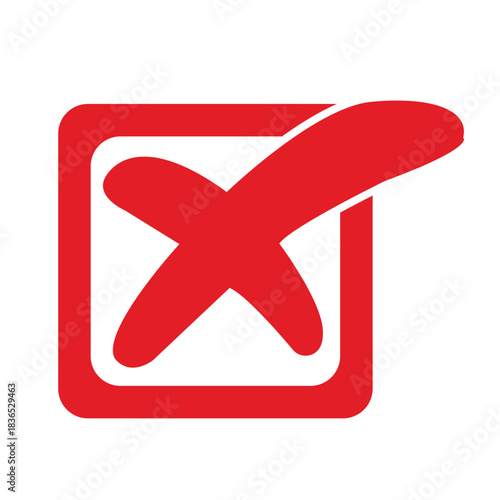 Red Check Mark in Box: Symbol of Incorrect Choice.