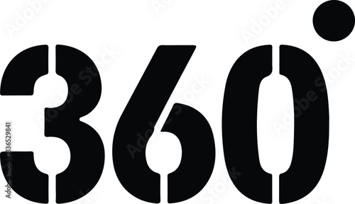 Black 360 Degree Symbol with Degree Icon degrees