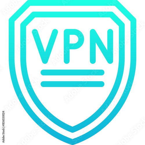 VPN Security Shield Lineal Gradient Style Vector Icon