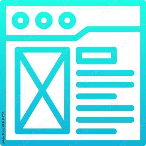 Wire frame Layout Browser Window Lineal Gradient Style Vector Icon