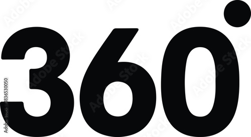 Black 360 Number with Degree Symbol vector 2