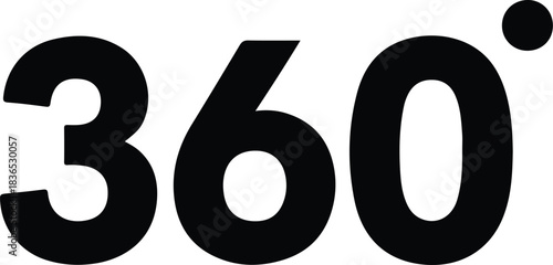 Black 360 Number with Degree Symbol vector 1