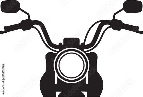 Motorcycle handlebar silhouette vector, motorcycle handlebars with mirrors and controls vector, motorcycle handlebars and instrument panels illustration 