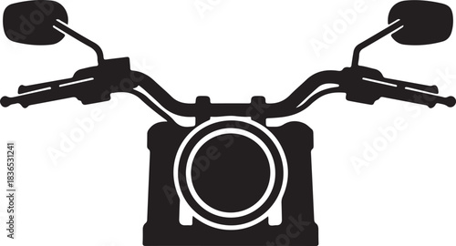 Motorcycle handlebar silhouette vector, motorcycle handlebars with mirrors and controls vector, motorcycle handlebars and instrument panels illustration 