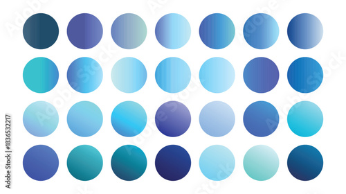 28 set cold color gradient palette. Trend color palette guide template. An example of a color palette. Forecast of the future trend. Match color combinations. Vector
