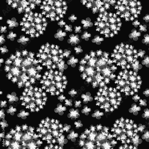 Floral seamless pattern with abstract branches and spring flowers in watercolor style. Hand drawn flowers watercolor.