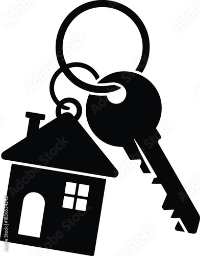 real, estate, key, house, home, property, silhouette, keychain, ownership, symbol, security, purchase, investment, architecture, residential, design, concept, lock