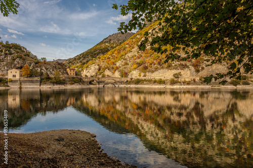 Lake San Domenico is an artificial lake in Abruzzo, in the municipality of Villalago (L'Aquila). Known for its emerald waters, it is located within the Sagittario Gorges.