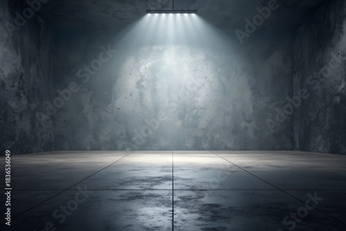 Moody Spotlight Scene On Dark Concrete Background