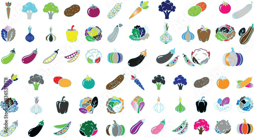 Colorful Collection Of Vegetable Icons vegetables food