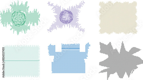 Vector set illustration of four seasons abstract nature background with trees and decoration