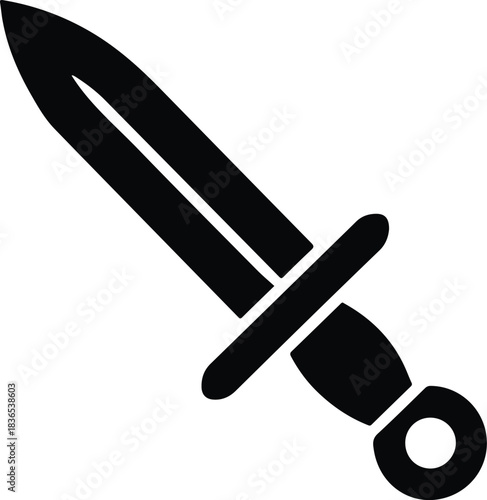 Black Gladius Sword Icon on White Background vector