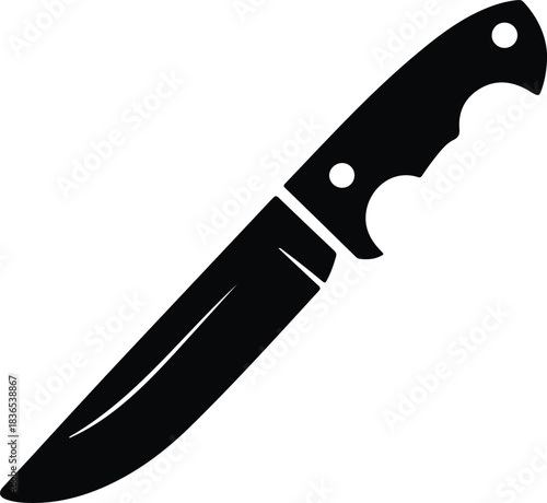 Black hunting knife icon on white background vector 4