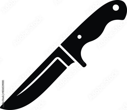 Black Knife Icon on White Background blade