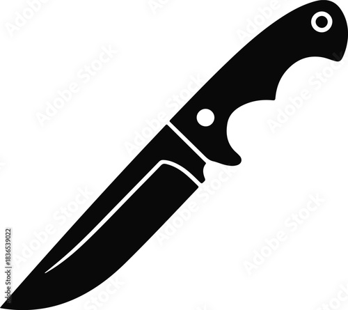 Black hunting knife icon on white background vector