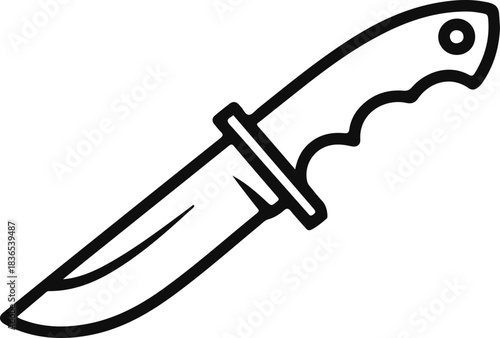 Black outline of a hunting knife on white background 5