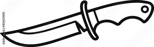 Black outline of a hunting knife on white blade sharp