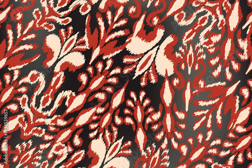 abstract seamless motif fabric patterns, abstract ikat, carpet, fabric, batik	

