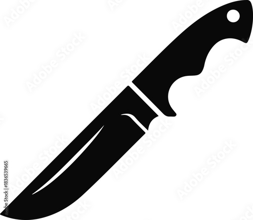 Black silhouette of a hunting knife on white background 1