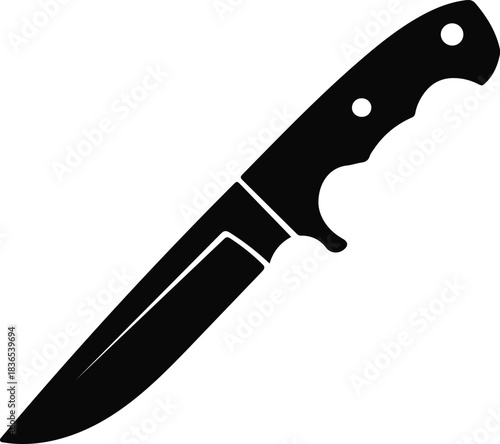 Black silhouette of a hunting knife on white background 2