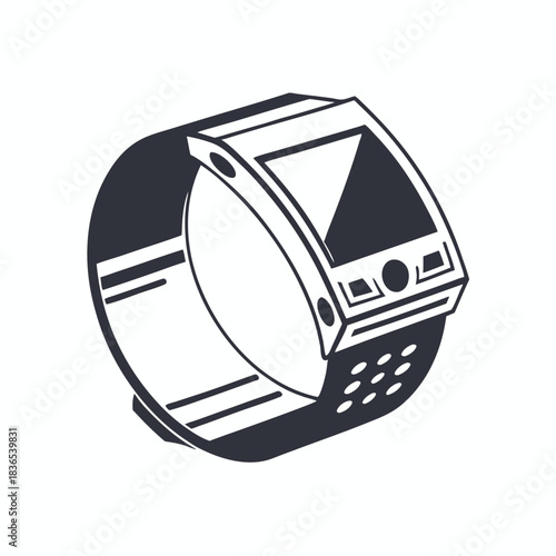 Dark modern smartwatch with a thick band displays time and technology's innovation