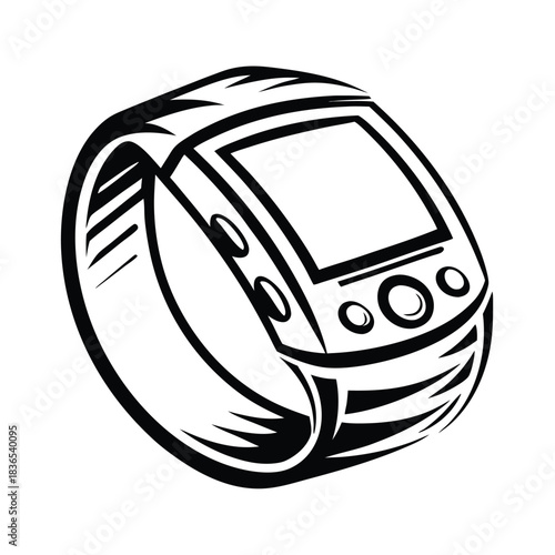 Monochrome wristwatch shows off a modern touch with bold lines and circular button design