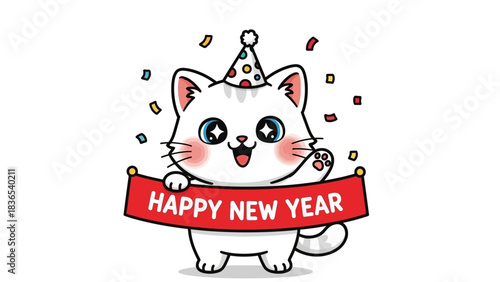 funny cartoon dog with heart, new year, 2026, clebration, festive,