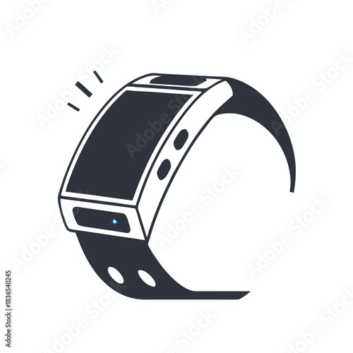 Black smartwatch with a blank screen displays a notification through an illuminated blue LED